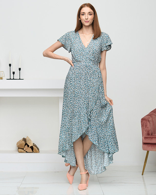 Жіноча зелена сукня з квітковими оборками - Одяг