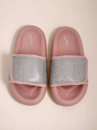 Royalfashion Damen Pantoletten mit flacher Sohle Sparkle Step