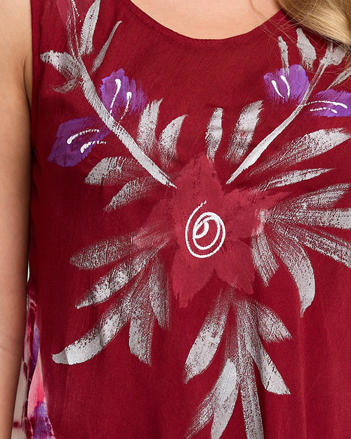 Жіноча бордова накидка з візерунком з квітковою сукнею - Одяг