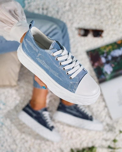 Royalfashion Blaue Damen Denim Sneakers mit geriebenem Nerolera