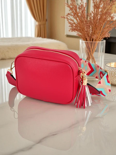 Royalfashion Kleine Damenhandtasche aus Öko-Leder mit buntem Riemen Kovi Lace