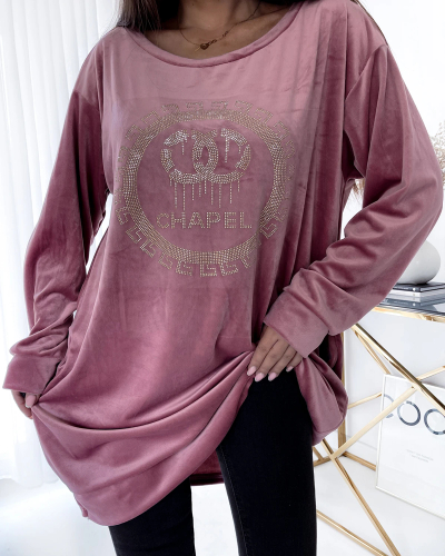 Royalfashion Damen-Tunika mit Zirkonen in Rosa