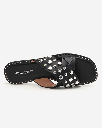 Schwarze Damenhausschuhe mit Strass Rokina - Footwear