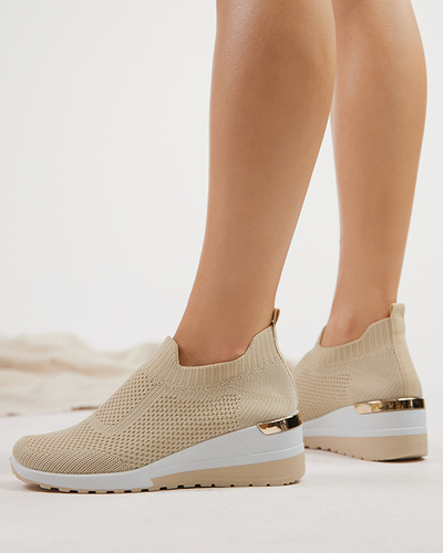 OUTLET Beige Damen Sportschuhe mit Keilabsatz Rishmia - Footwear