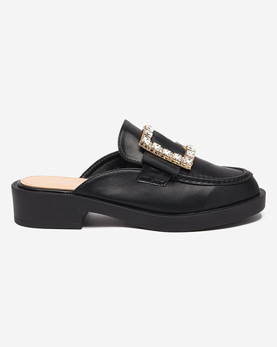 Жіночі чорні тапочки a'la loafers Delaqi - Туфлі