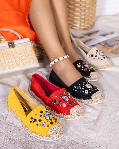 Schwarze Damen-Espadrilles aus Öko-Wildleder mit Zirkonia Mediros - Footwear