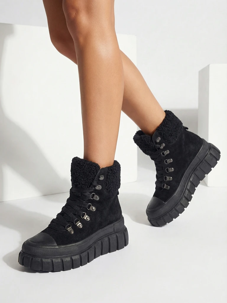 Diana Damen Stiefeletten Schwarz Leder Bequem für den Winter