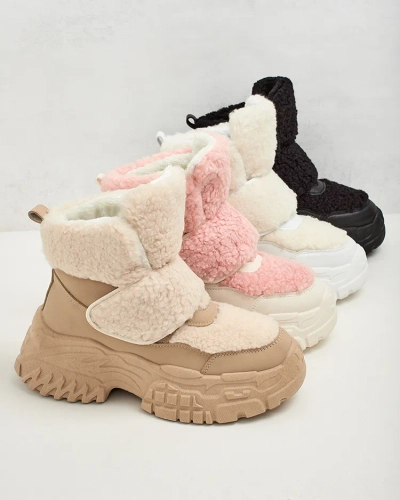 Royalfashion Damen Schneestiefel mit Schafsfell Segulla