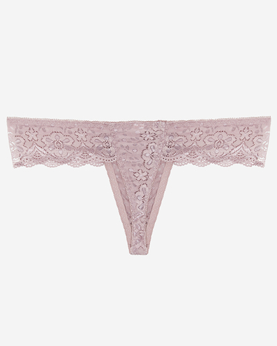 Dunkelrosa Damen-Tanga aus Spitze mit Aufschrift - Unterwäsche