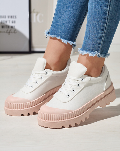 Damen-Sneaker in Weiß mit pinkfarbener Comp-Sohle - Schuhe