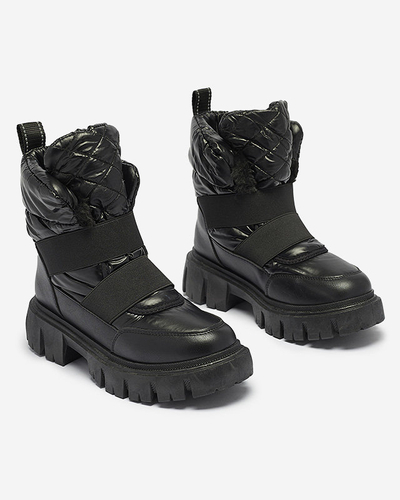 OUTLET Damenstiefel a'la Schneestiefel auf flacher Sohle in schwarz Ferory- Footwear