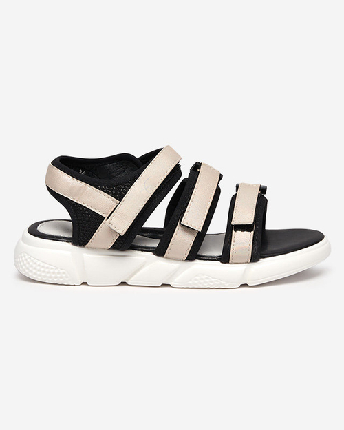 Босоніжки для дівчаток на липучках бежевого кольору Mumin-Shoes