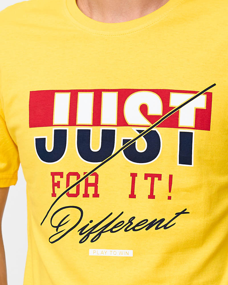 Gelbes trendiges Herren-T-Shirt mit Aufdruck - Kleidung