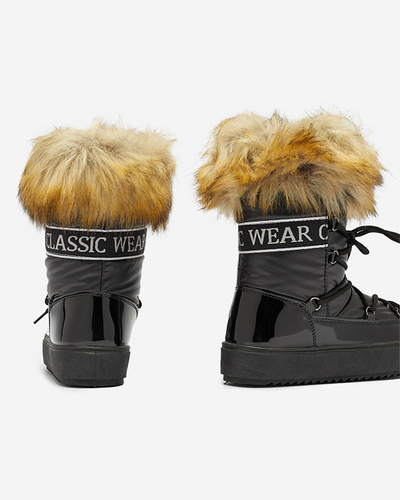Lackierte Damen-Schneestiefel in schwarzer Farbe Fursav- Footwear