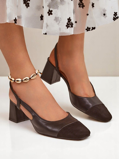 Royalfashion Damen Pumps mit niedrigem Absatz und dekorativer Spitze Eleganzo