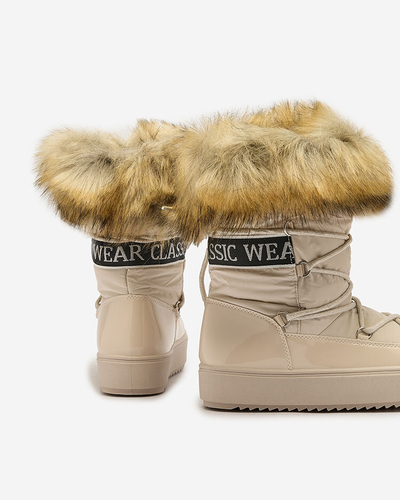 Royalfashion Beige Schlupfstiefel a'la Schneestiefel für Damen Gomllo