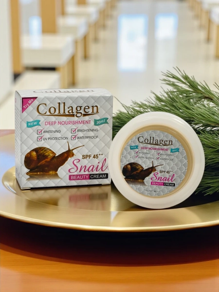 Aufhellende Gesichtscreme mit Kollagen und SPF45 - nährend