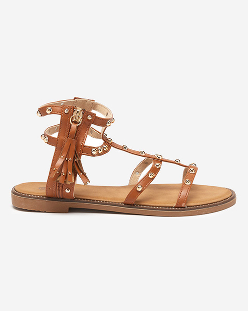 Коричневі жіночі босоніжки з заклепками Anodis