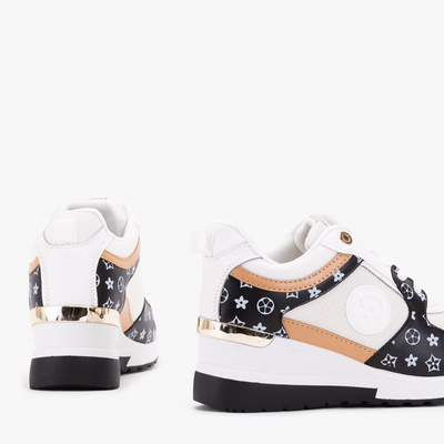 Sportschuhe für Damen in Schwarz und Weiß auf einem Keilabsatz von Anubi - Schuhe