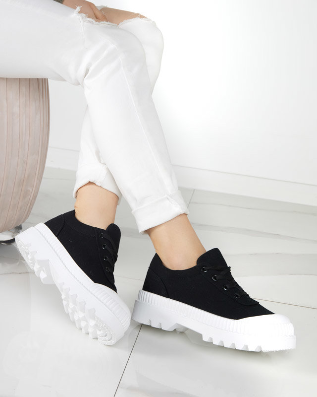 OUTLET Schwarze Damensneaker mit weißer Comp-Sohle - Schuhe