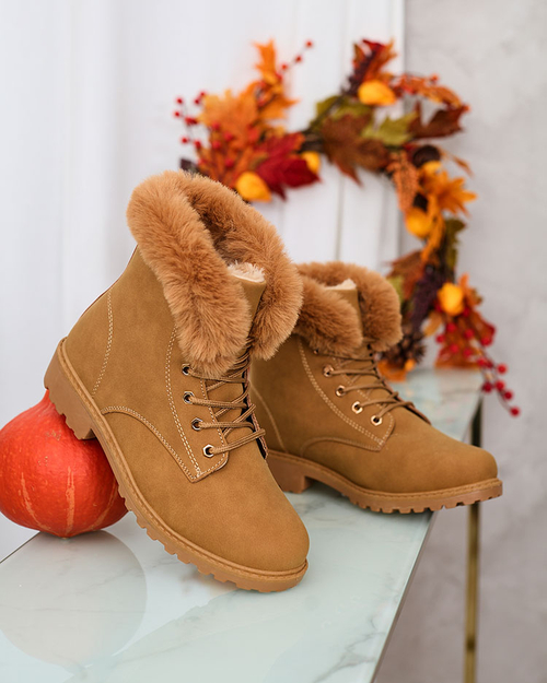 Royalfashion Класичні жіночі черевики a'la trappers в кольорі camel Dotsacia