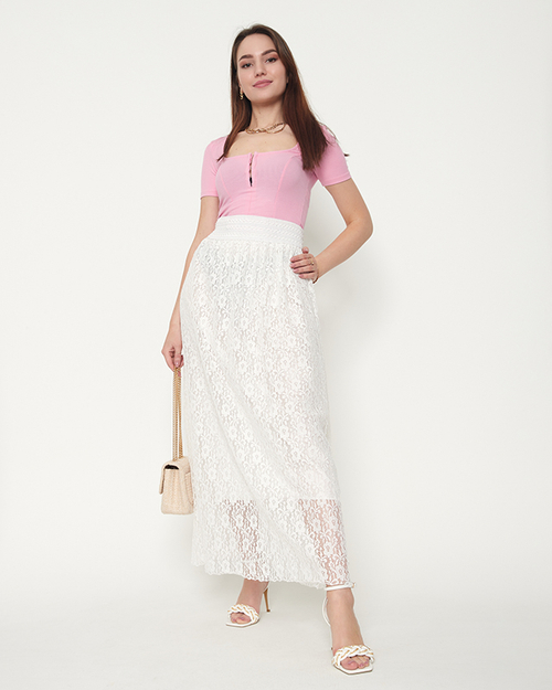 Біла жіноча спідниця з мереживом