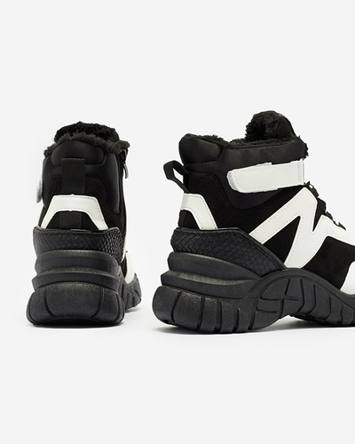 Schwarz-weiße isolierte Damen-Schneestiefel Okraja - Footwear