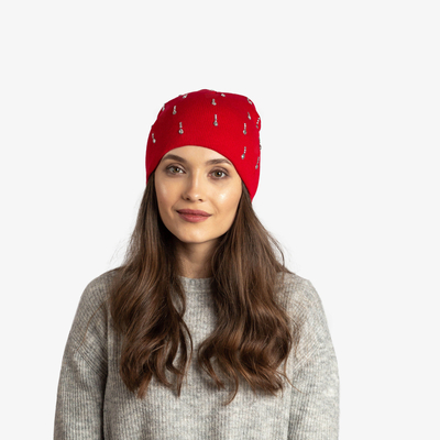 Rote Damenmütze mit Zirkonia - Accessoires