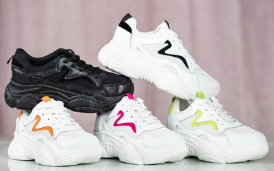 Weiße Papaschuhe mit pinkfarbenem Mia-Einsatz - Schuhe 1