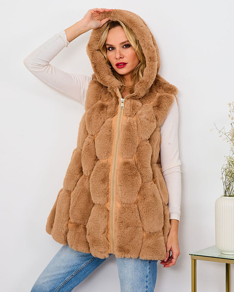 Royalfashion Damen Kunstfellweste in beige