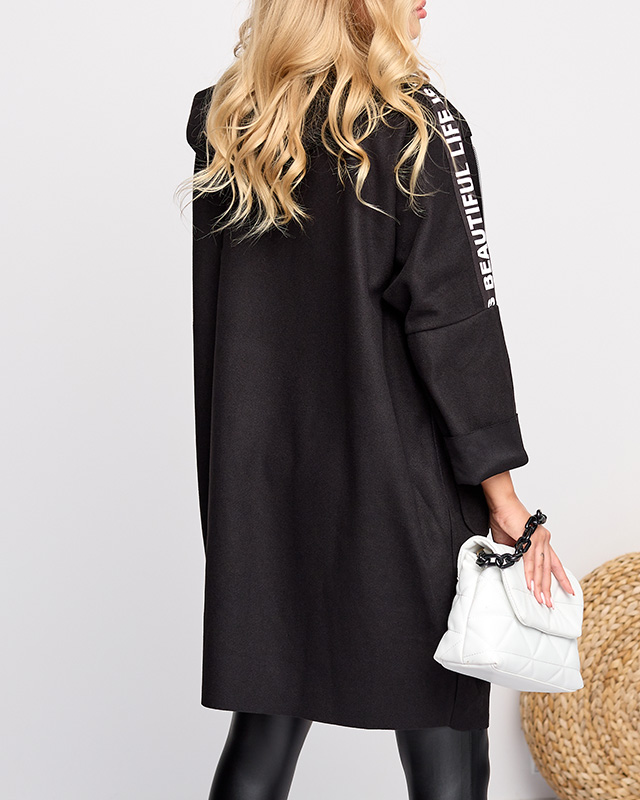 Schwarze Manteljacke für Damen mit Aufschriften - Kleidung