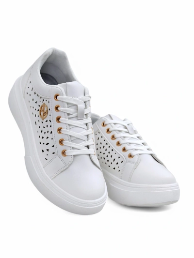 Damen-Sneakers Calista Bianco aus Öko-Leder, durchbrochen, Frühlingsmodell 4,5 cm
