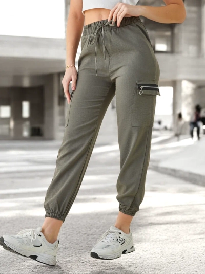 Royalfashion Damen Cargo-Hose mit Gummi am Beinabschluss