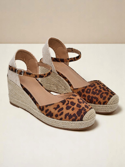 Aurelia Leopard Royalfashion Damen Keilabsätze Öko-Leder Camel