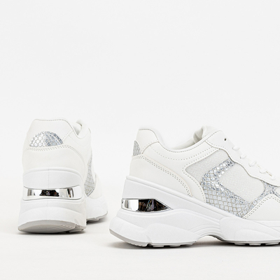 Weiße Damenturnschuhe mit verdecktem Keilabsatz Waqsy - Footwear