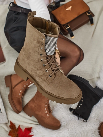 Öko-Wildleder Schnürstiefeletten Damen Ferlyne