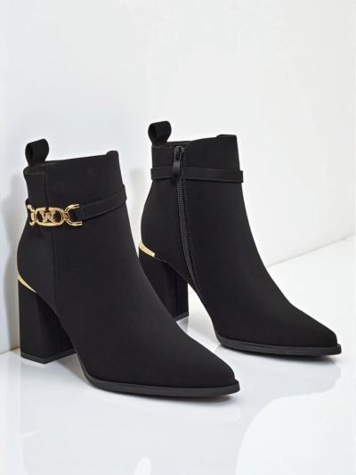 Damen Stiefeletten Öko-Wildleder mit Blockabsatz Ostirena