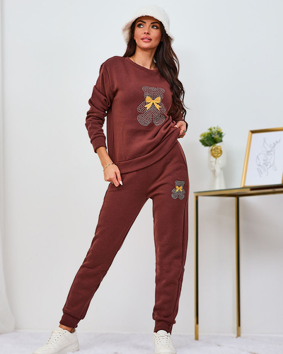 Жіночий утеплений спортивний костюм Royalfashion Brown з принтом