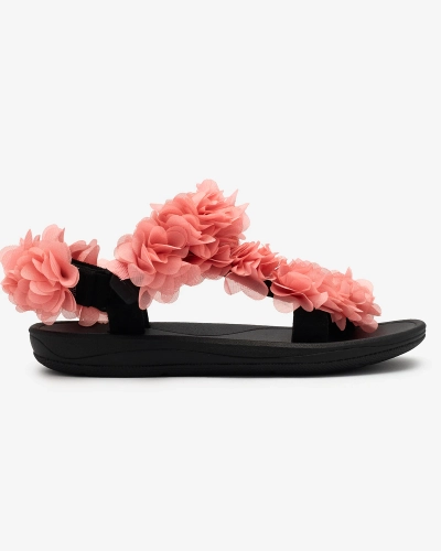 Royalfashion Koralle Damen Sandalen mit Blumen Alferroy