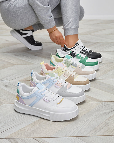 Öko-Leder Damen schwarze Freizeit Sportschuhe mit weißen Einsätzen Netiris - Schuhe