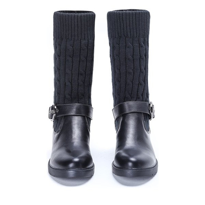 Schwarze Stiefel mit dekorativer Socke Kyla - Schuhe