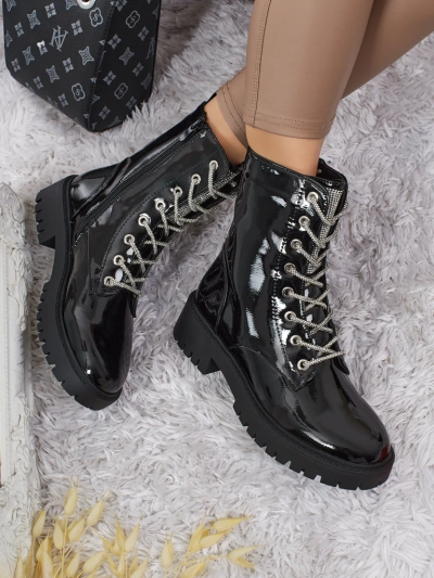 Lackierte Damen Schnürstiefeletten Fjorra