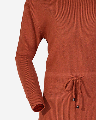 Braunes Damen-Pulloverkleid mit Rollkragen - Kleidung