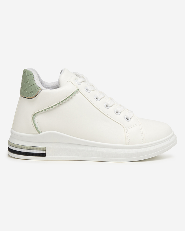 OUTLET Weiße und grüne Damen-Sneaker mit verstecktem Uksy-Keil - Schuhe