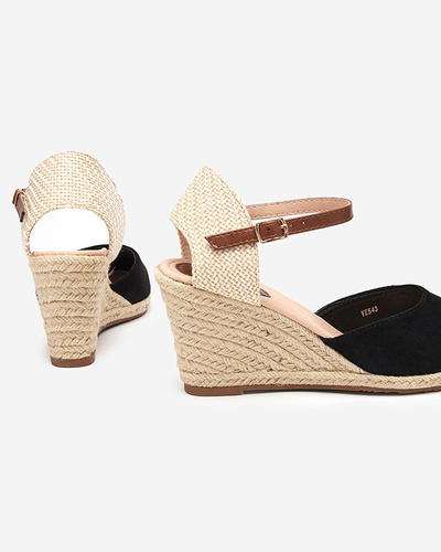 Schwarze Keilsandalen aus ökologischem Wildleder für Damen Toleka - Schuhe