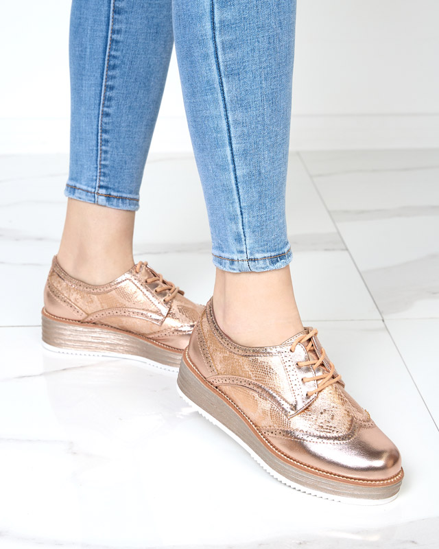 Damenschuhe in Rosé und Gold mit Einsätzen in Schlangenhautoptik Fin - Footwear