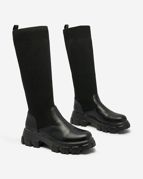 Royalfashion Чорні жіночі черевики-сліпони Sennosea