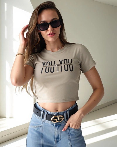 Royalfashion Damen Baumwoll-Crop-Top mit der Aufschrift