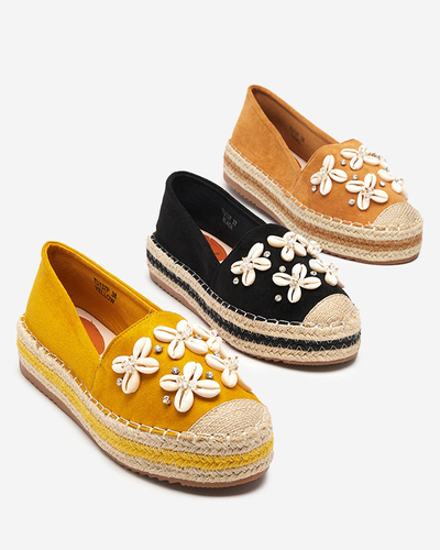 Gelbe Espadrilles für Frauen auf der Plattform mit Izira-Dekorationen - Schuhe