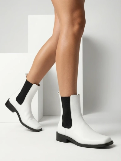 Damenstiefeletten Astra Weiß Leder Elegant für den Herbst